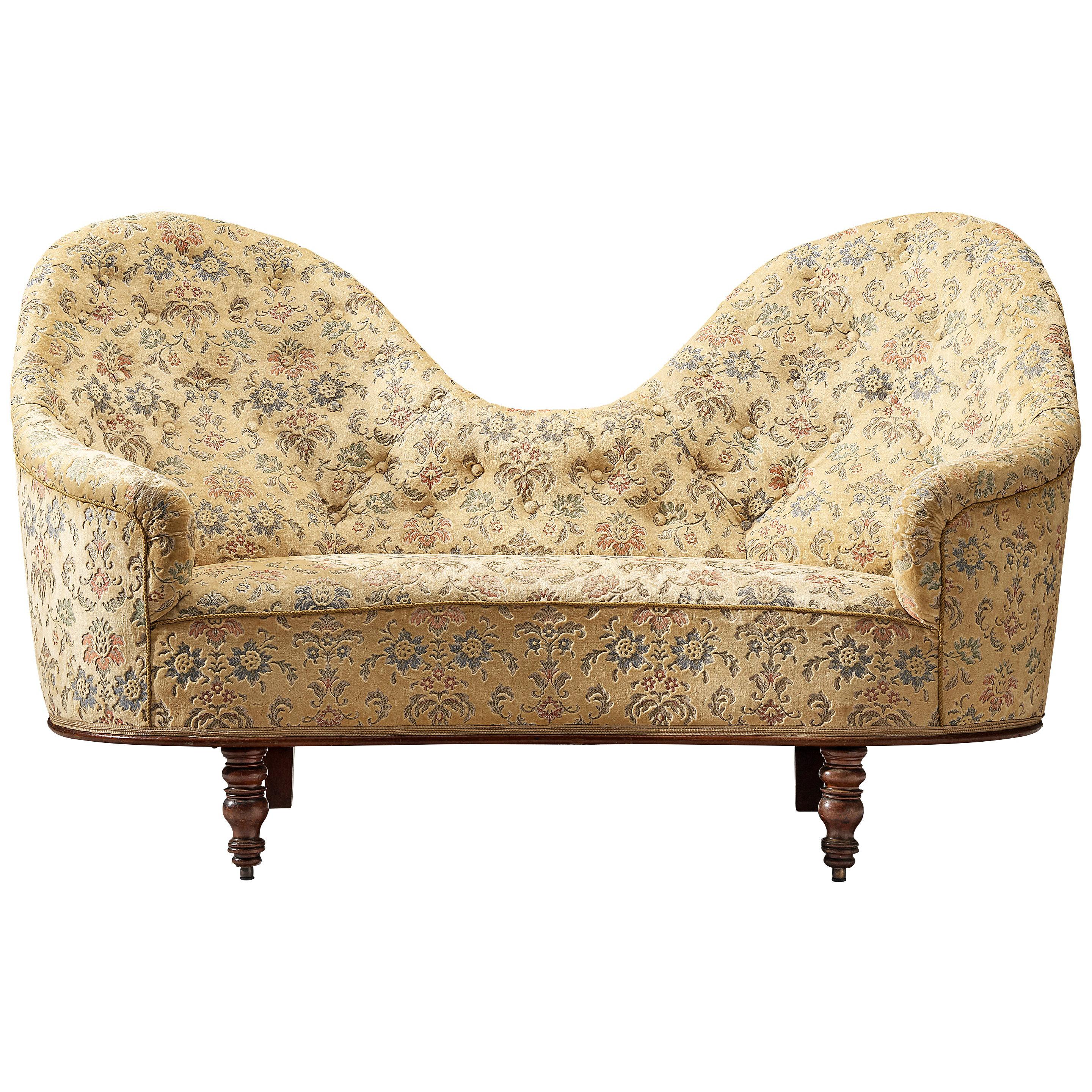 Art Deco Sofa with Floral Upholstery