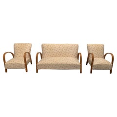 Art Deco Sofas with Armrests and Armchairs Set, 1940s