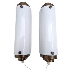 Art Deco Solid Brass & Acrylic Cinema Wall Lights