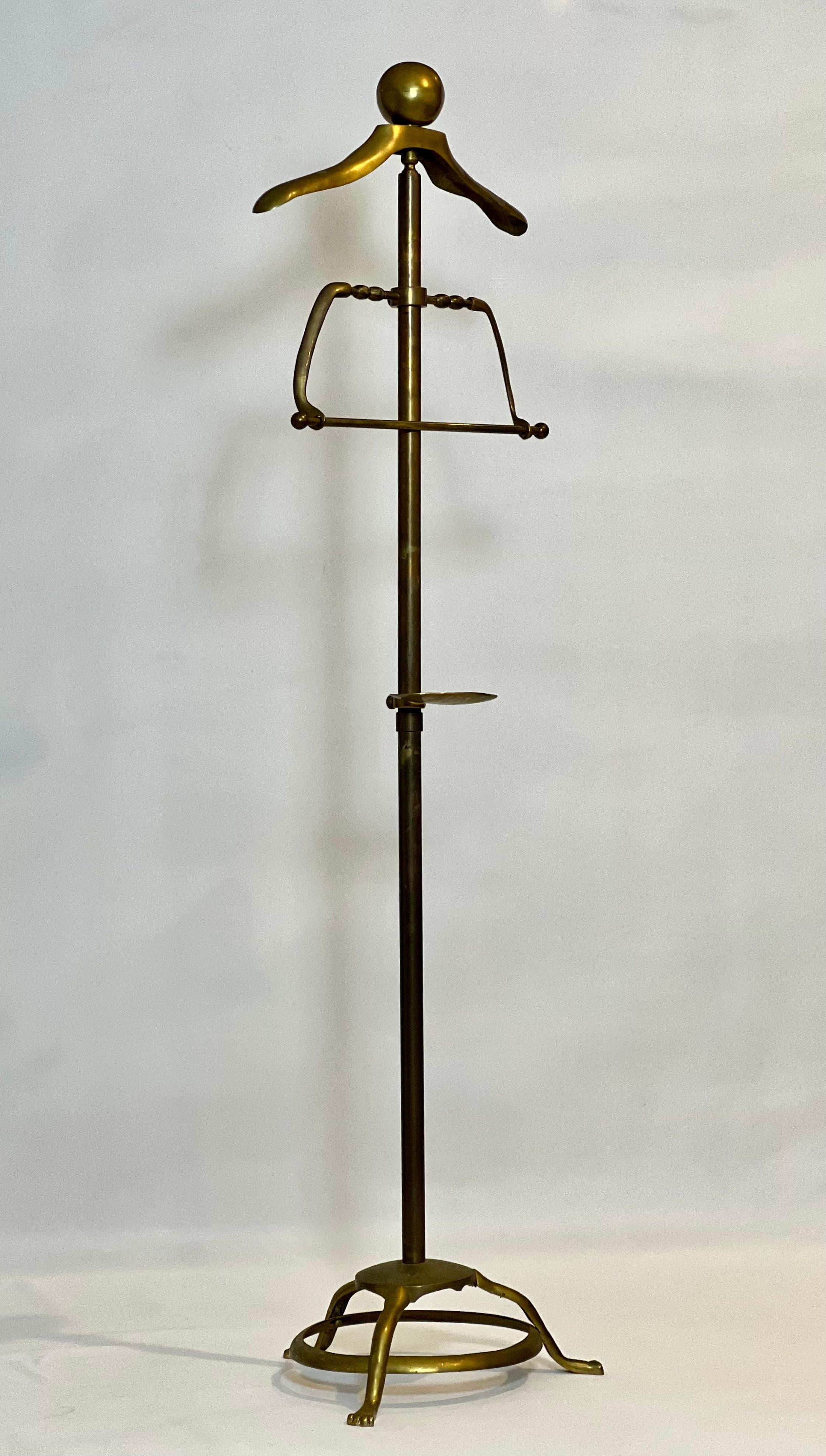 Art Deco Solid Brass Valet Stand, 1960s For Sale 6