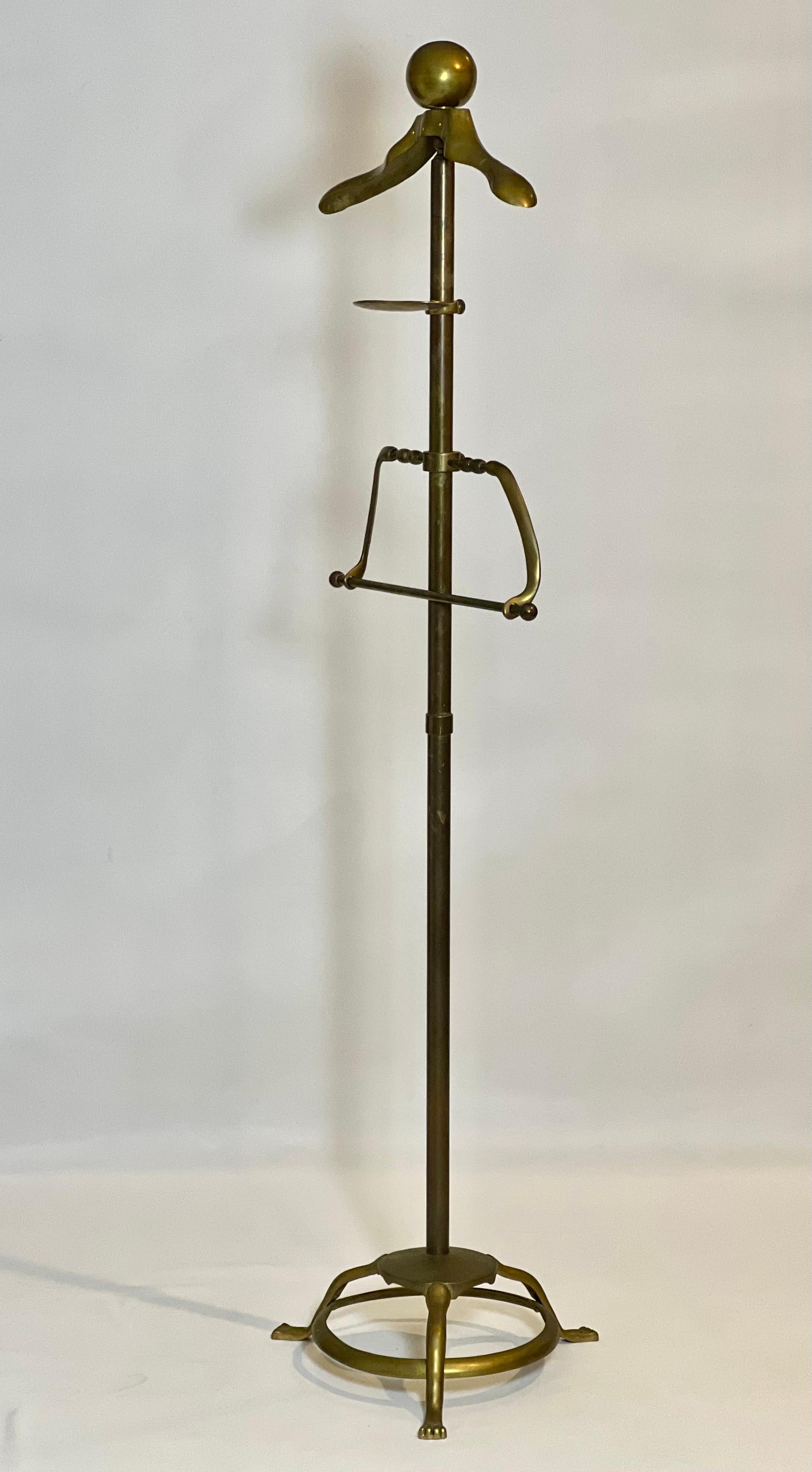 Italian Art Deco Solid Brass Valet Stand, 1960s For Sale