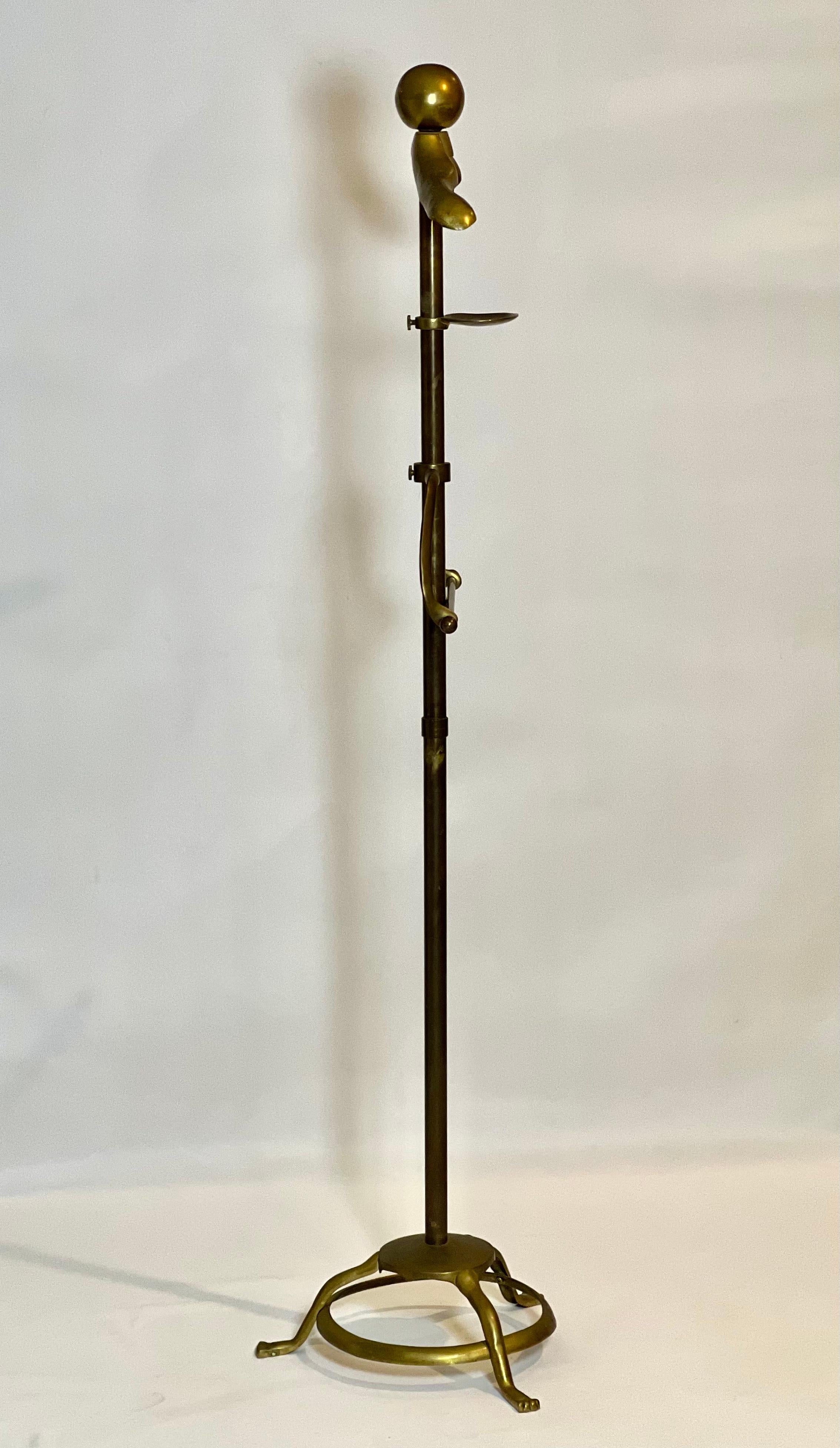 Art Deco Solid Brass Valet Stand, 1960s In Good Condition For Sale In Doylestown, PA