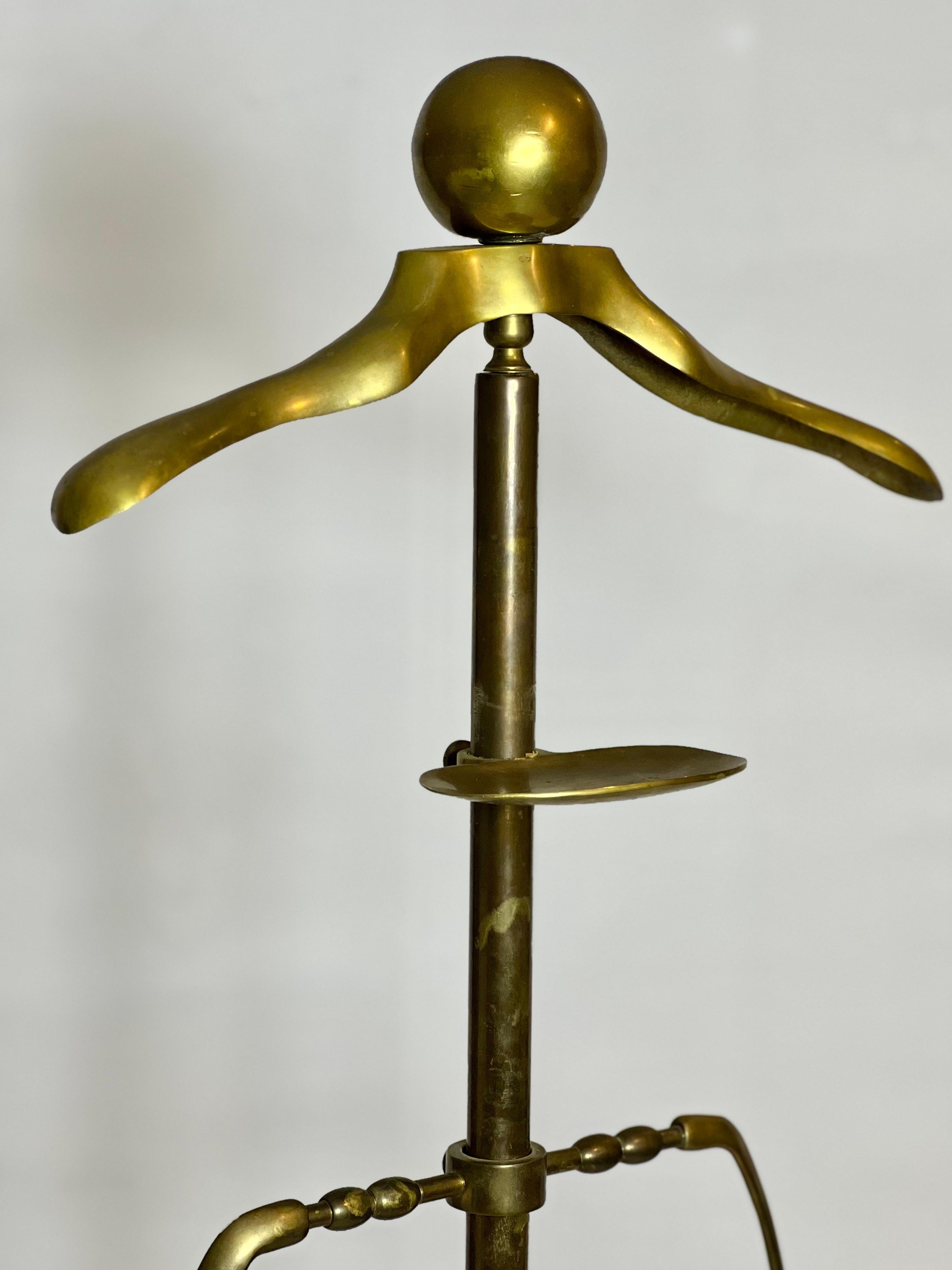 Art Deco Solid Brass Valet Stand, 1960s For Sale 1