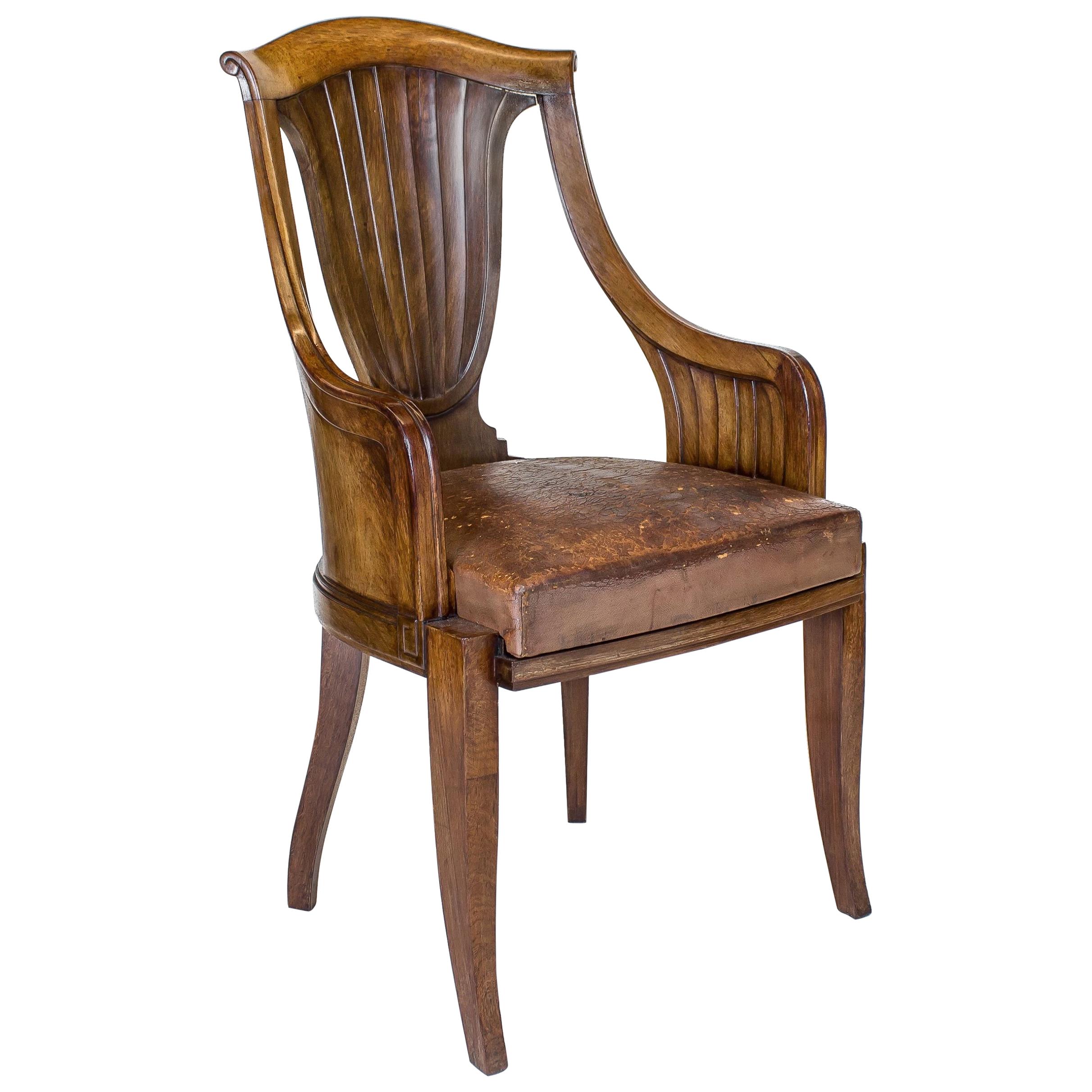 Art Deco Solid Indian Rosewood Desk Chair by Georges Roger For Sale