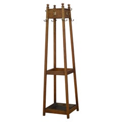 Antique Art Deco Solid Oak Coat Stand