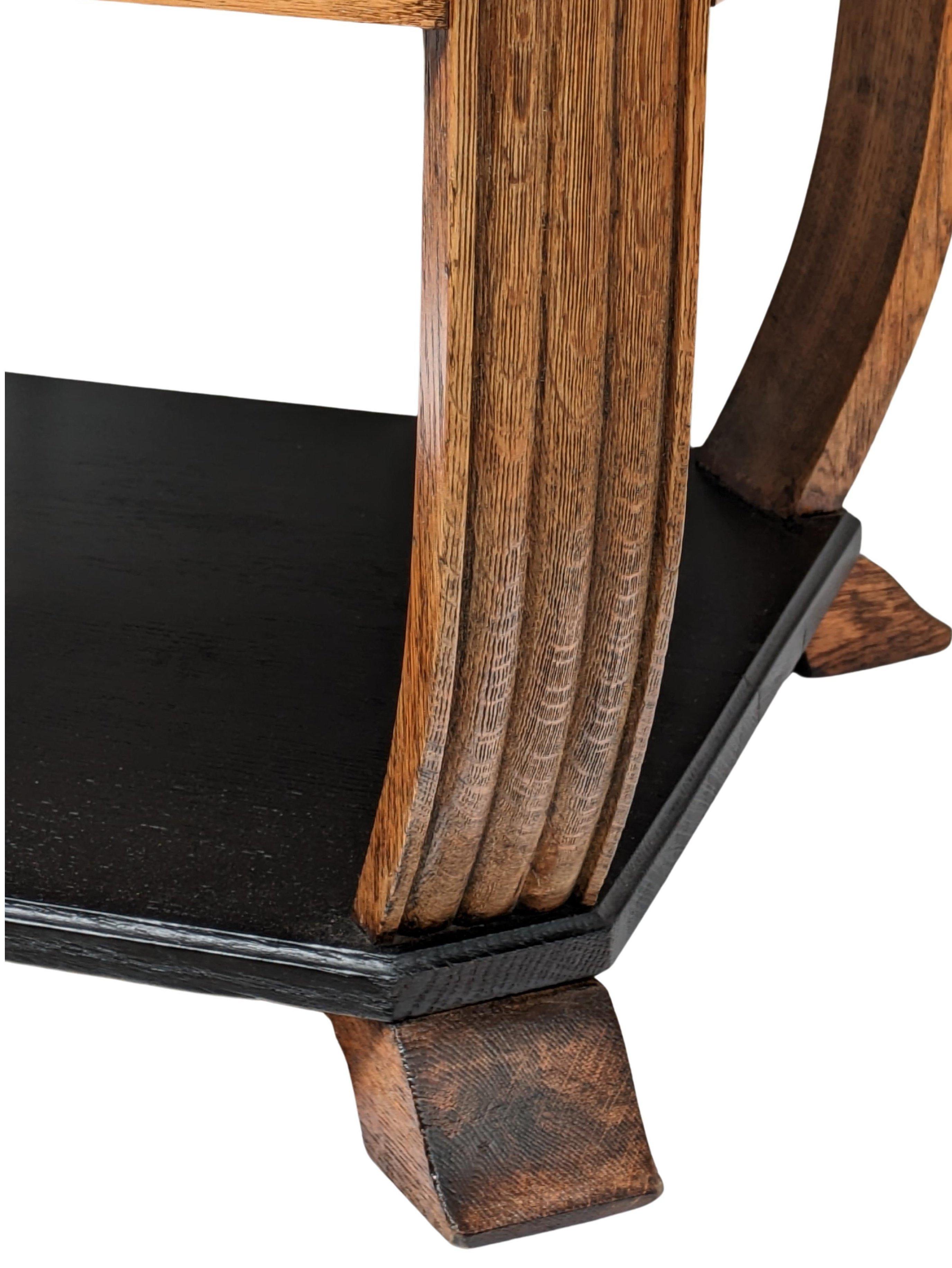 20th Century Art Deco Solid Oak & Ebonized Occasional Table, English, c1930 For Sale