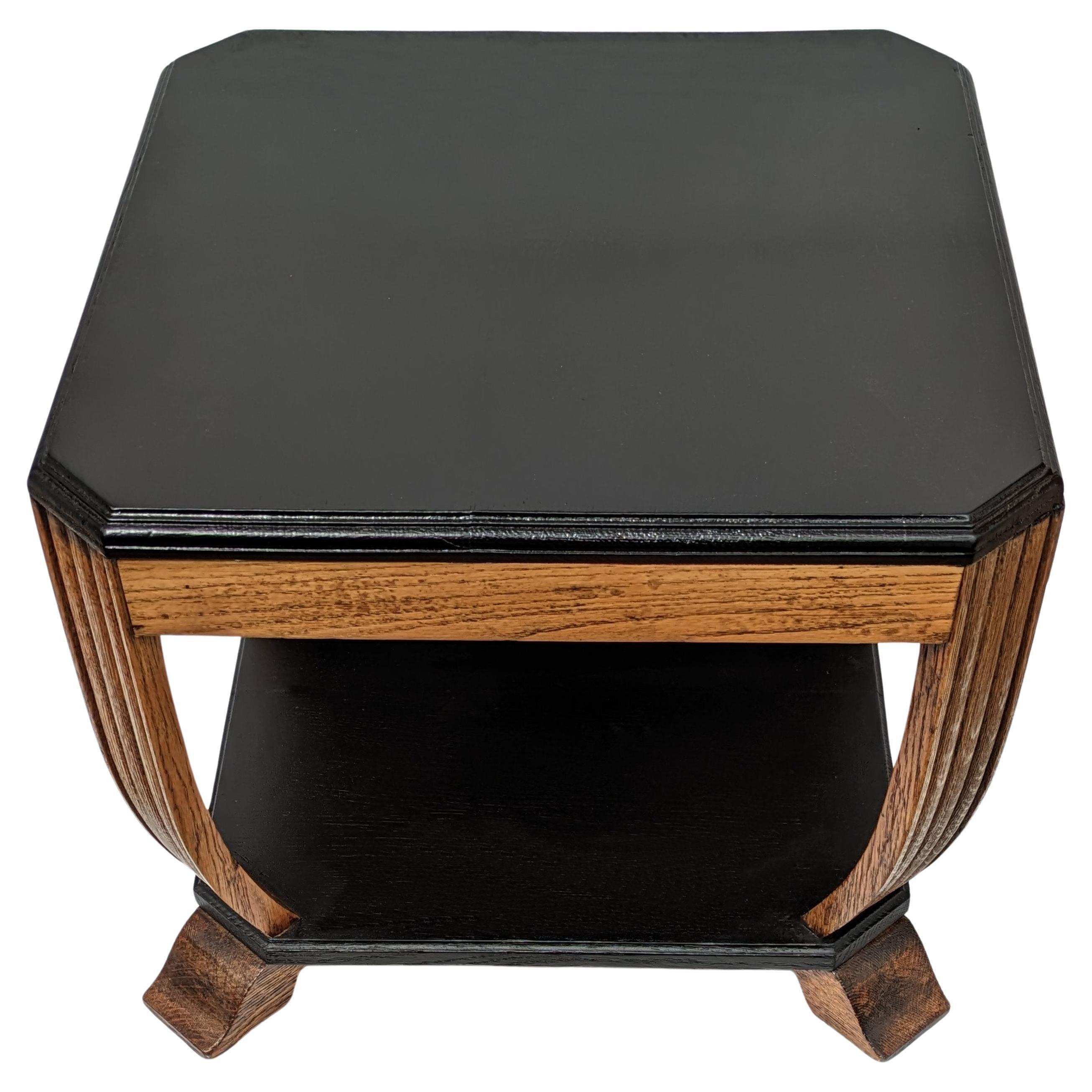 Art Deco Solid Oak & Ebonized Occasional Table, English, c1930 For Sale 1