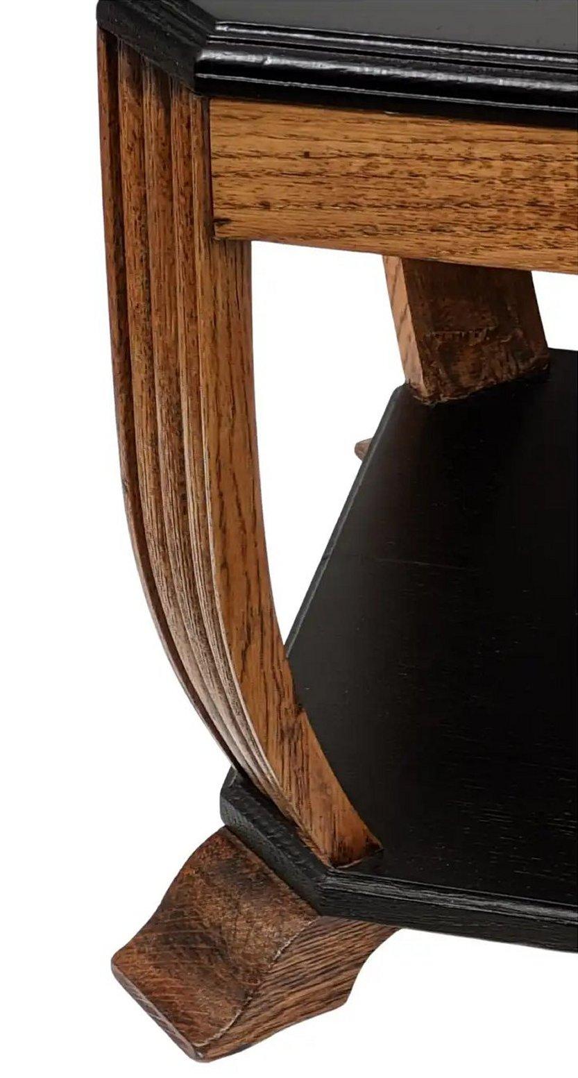 Art Deco Solid Oak & Ebonized Occasional Table, English, c1930 For Sale 4