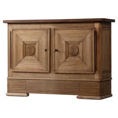 Art Deco Solid Oak Sideboard, Dudouyt, France, 1940s Used Art Deco Solid Oak Sideboard, Dudouyt, France, 1940s