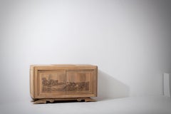 Art Deco Solid Oak Sideboard, France, 1940s