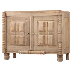 Art Deco Solid Oak Sideboard, France, 1940s