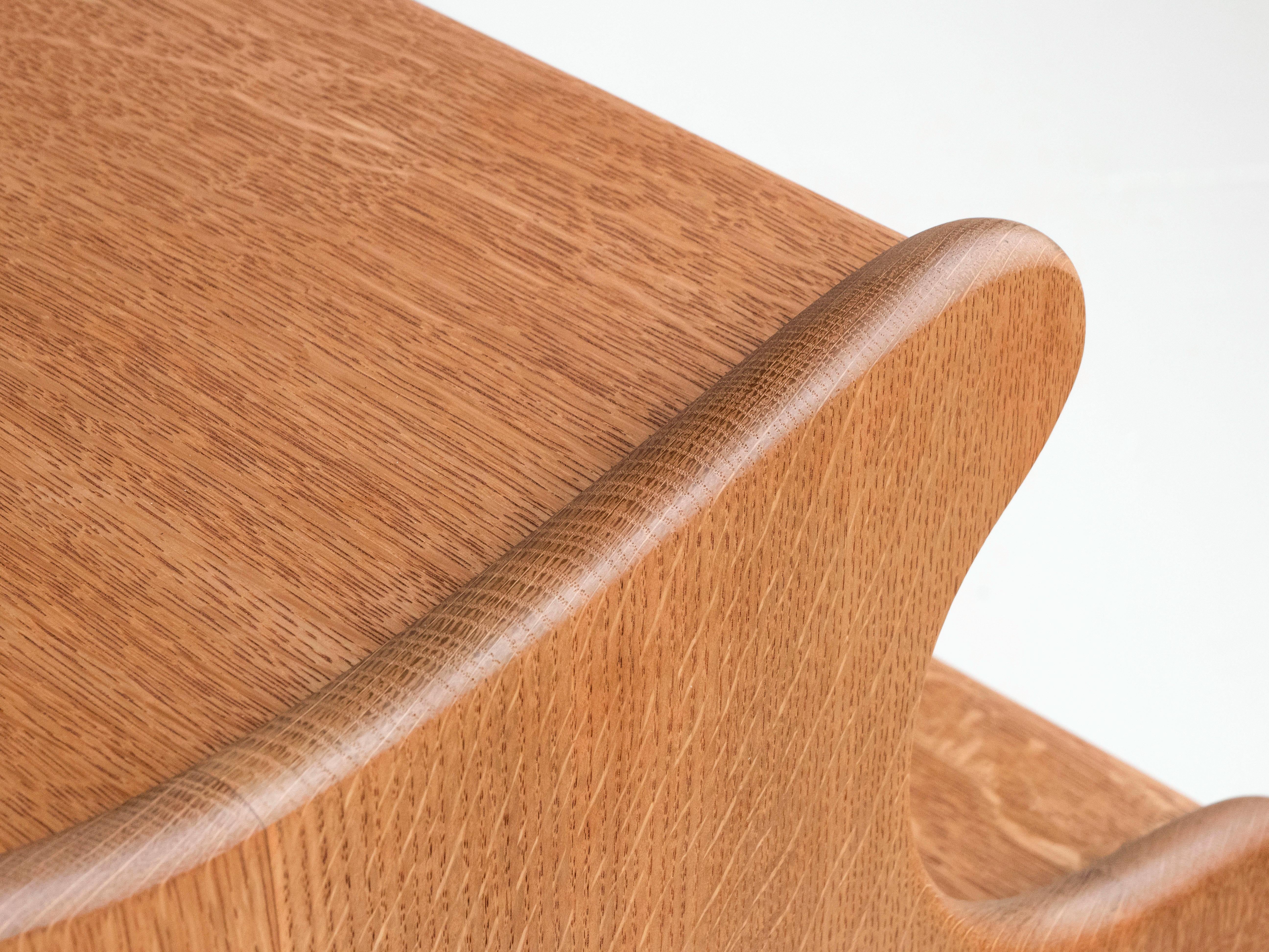 Art Deco Solid Oak Single Drawer Sculpted Curves Two-Tier Desk / Console For Sale 5