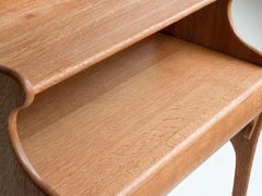 Art Deco Solid Oak Single Drawer Sculpted Curves Two-Tier Desk / Console