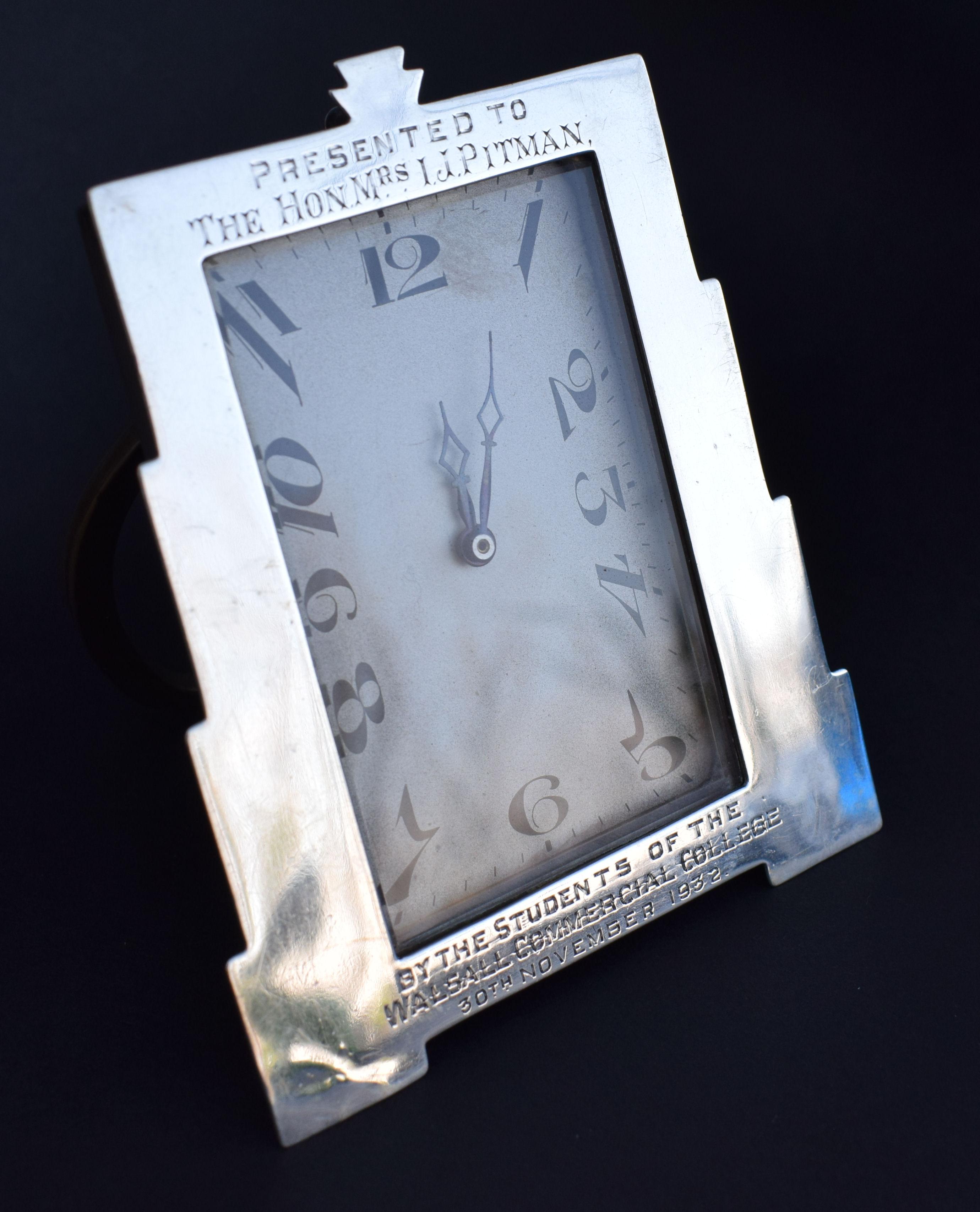 For your consideration is this wonderful Art Deco Art Deco skyscraper solid silver cased easel desk clock with a French Movement. A stunning clock in excellent working condition having been recently and professionally serviced. Wonderful Deco