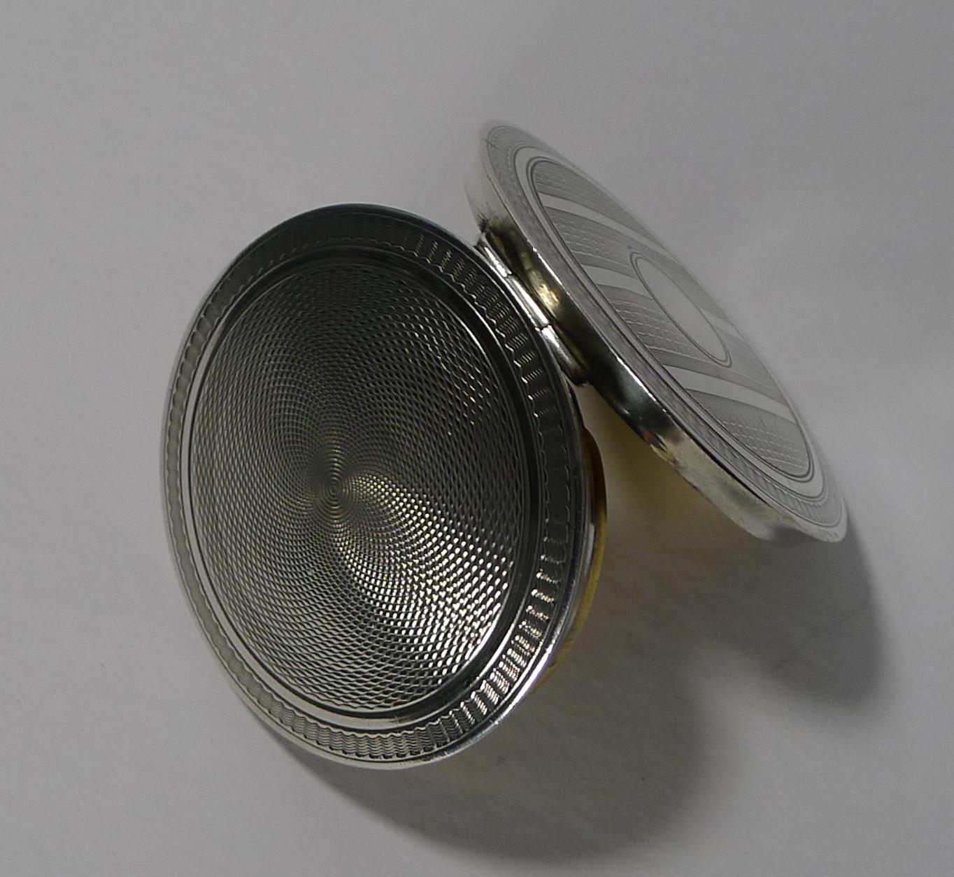 Art Deco Solid Silver French Pill Box, circa 1930 3