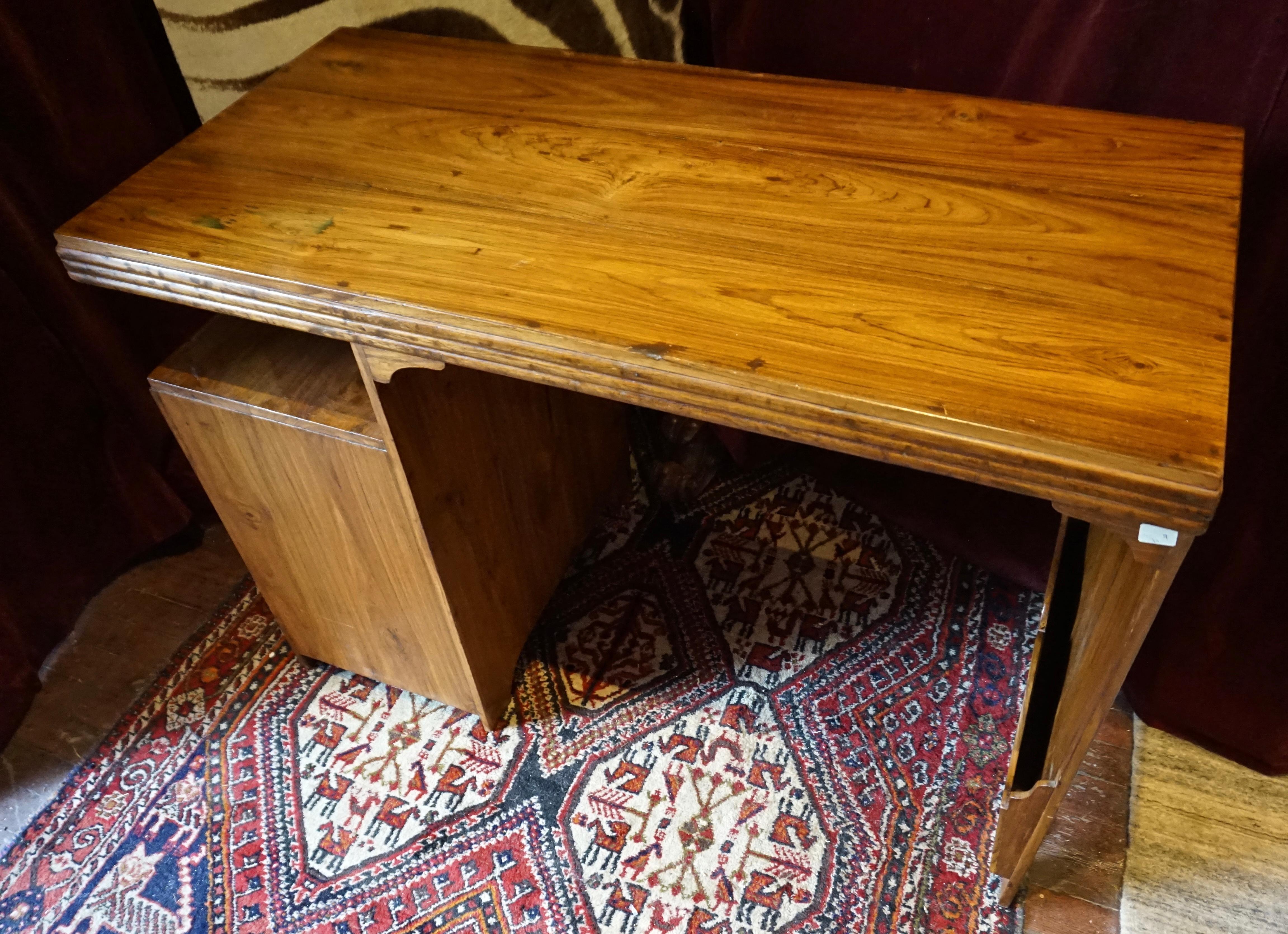 Art Deco Solid Teak Writing Table With Floating Shelf, Jotter & Side Storage For Sale 13