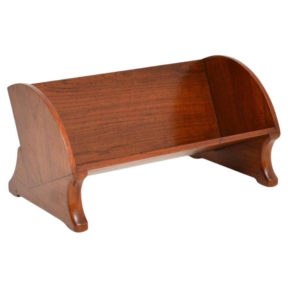 Art Deco Solid Walnut Book Trough For Sale