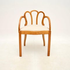 Art Deco Hocker aus massivem Nussbaumholz