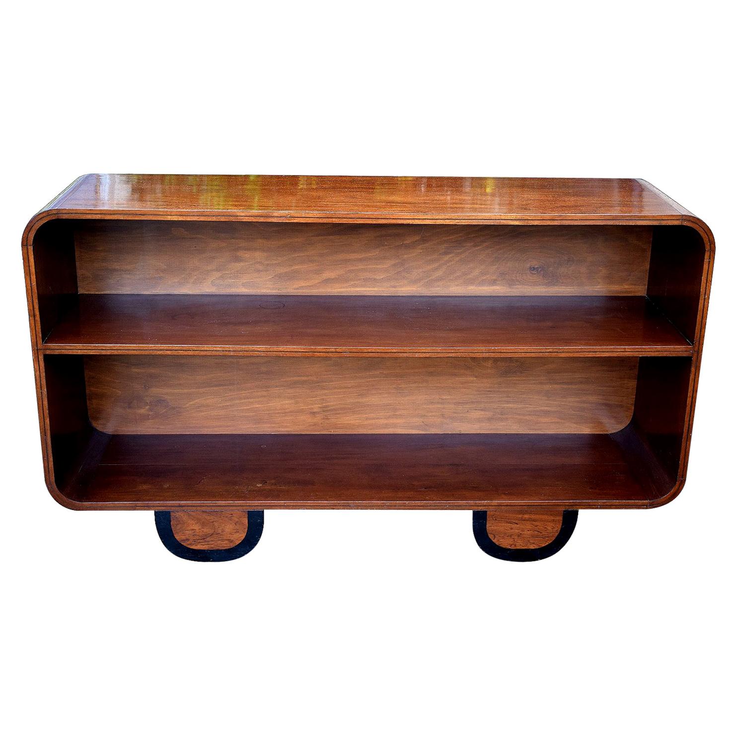 Art Deco Solid Wood Modernist Bookcase Shelves, circa 1930