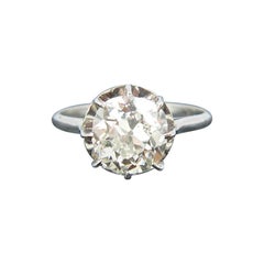 Art Deco Solitaire 2.38 Carat Old Mine Cut Diamond Platinum Engagement Ring