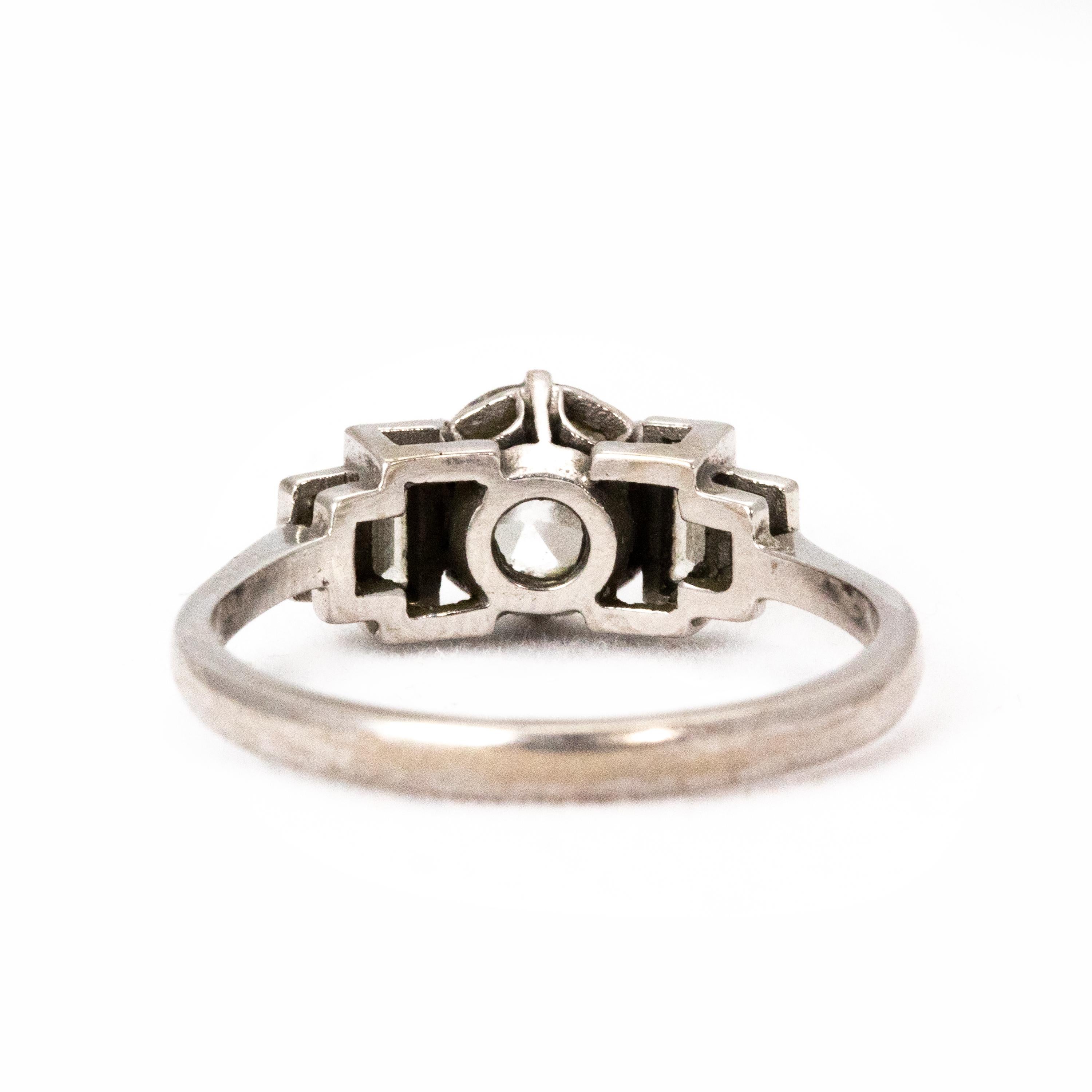 Old European Cut Art Deco Solitaire Diamond Engagement Ring
