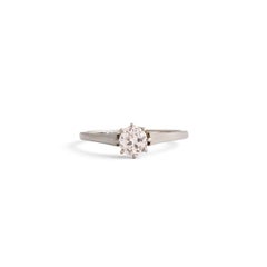 Art Deco Solitaire Round Cut Diamond Platinum Ring