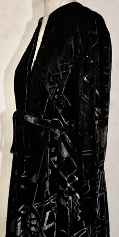 Art Deco Sonia Delaunay Style Black Voided Velvet Evening Dress, Levine & Smith