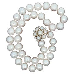 Art Deco South Sea Pearl and Diamond Pearl Gold Clasp Necklace