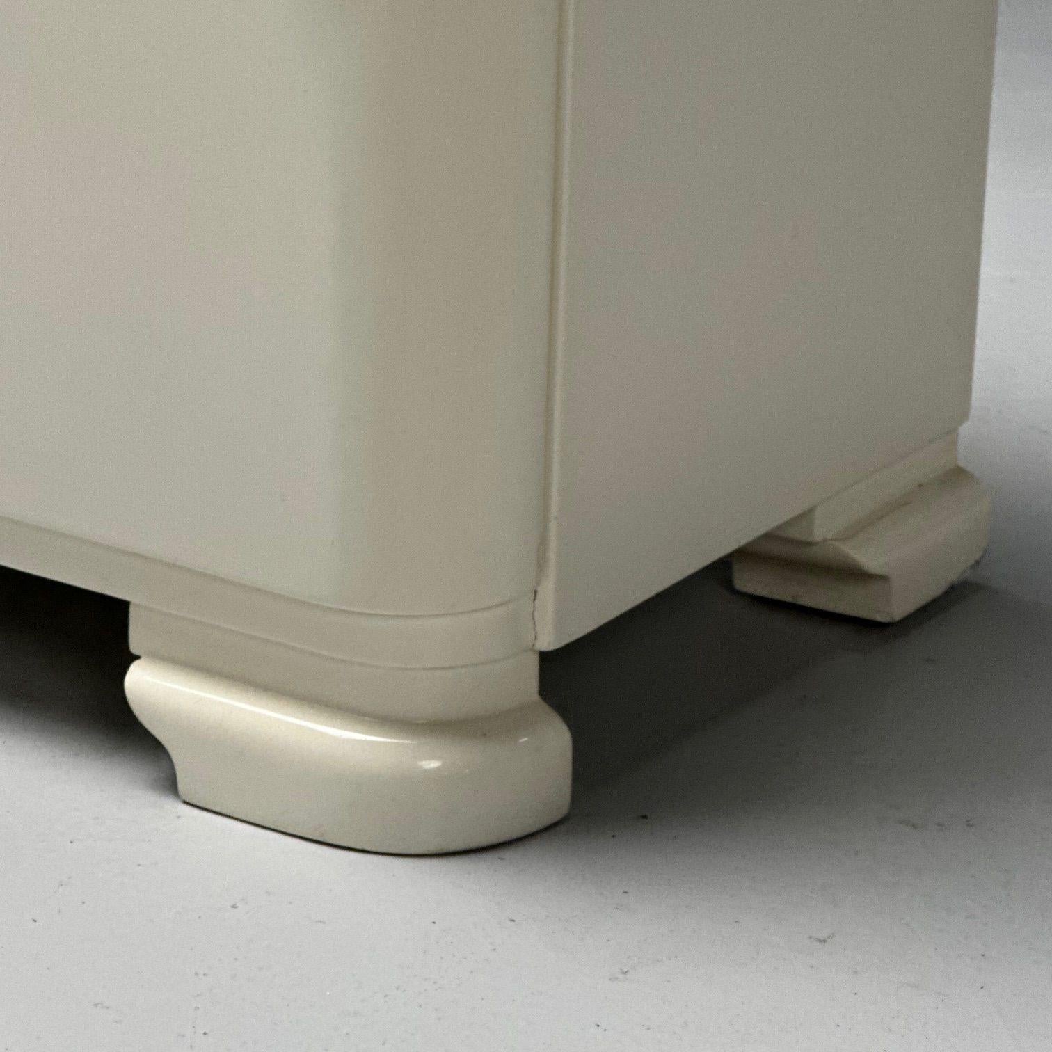 Art Deco, Space Age Modern, Nightstands, White Lacquer, United States, 1990s 3