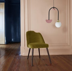 Art Deco Space Ceiling ii Lamp in Black & Pink Metal Dovain Studio