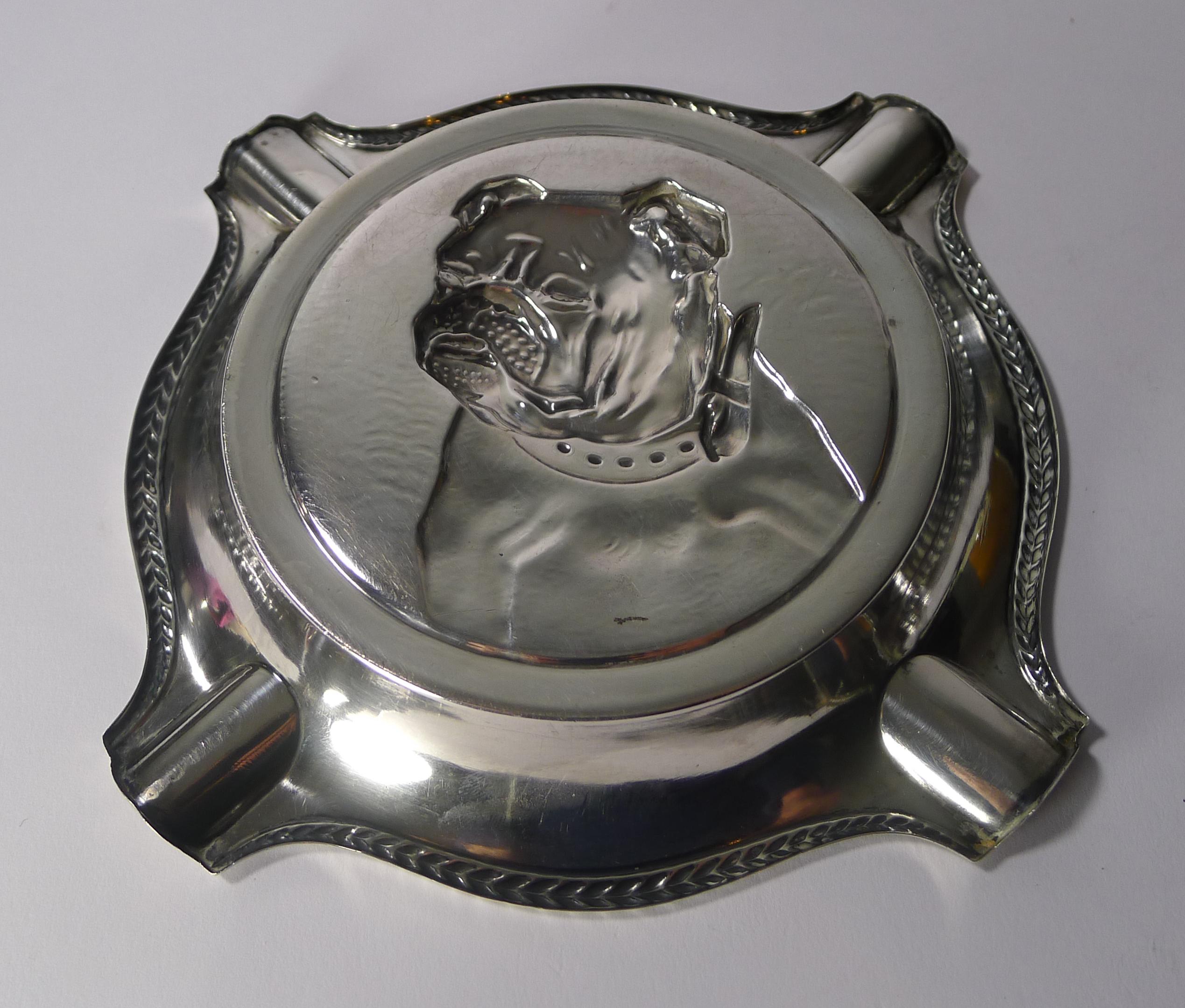 Art Deco Spanish Silver '916 / 000' Cigar Ashtray, English Bulldog, circa 1940 In Good Condition In Bath, GB