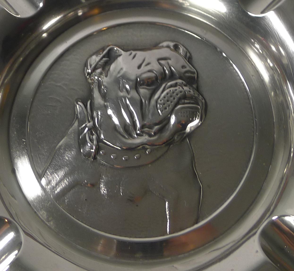 Art Deco Spanish Silver '916 / 000' Cigar Ashtray, English Bulldog, circa 1940 1