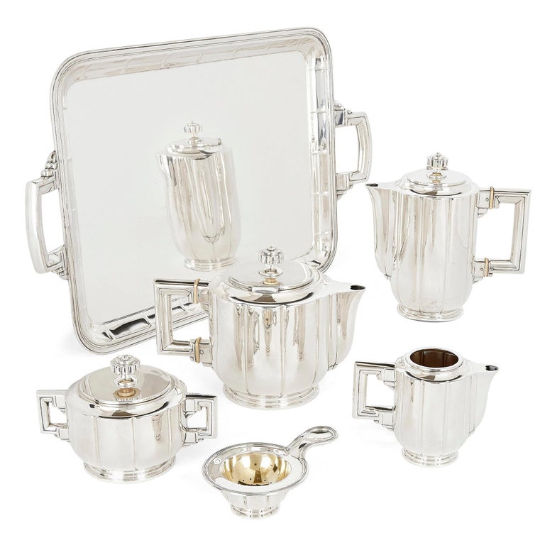 Spanisches Silber-Kaffee- und Tee-Set im Art déco-Stil