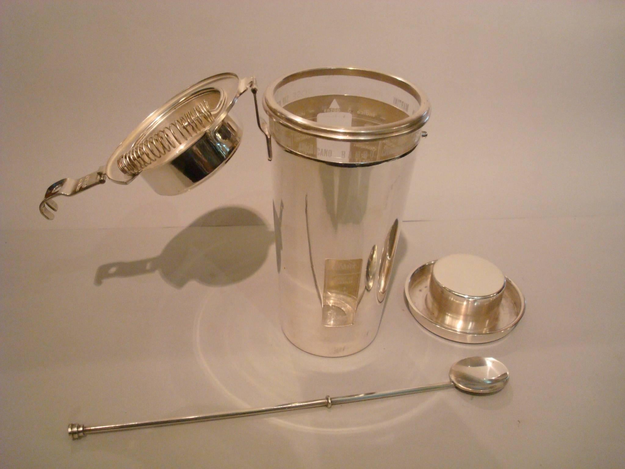 20th Century Art Deco Recipes Cocktail Shaker “the Barman“ by Ghiso, France 1930’s