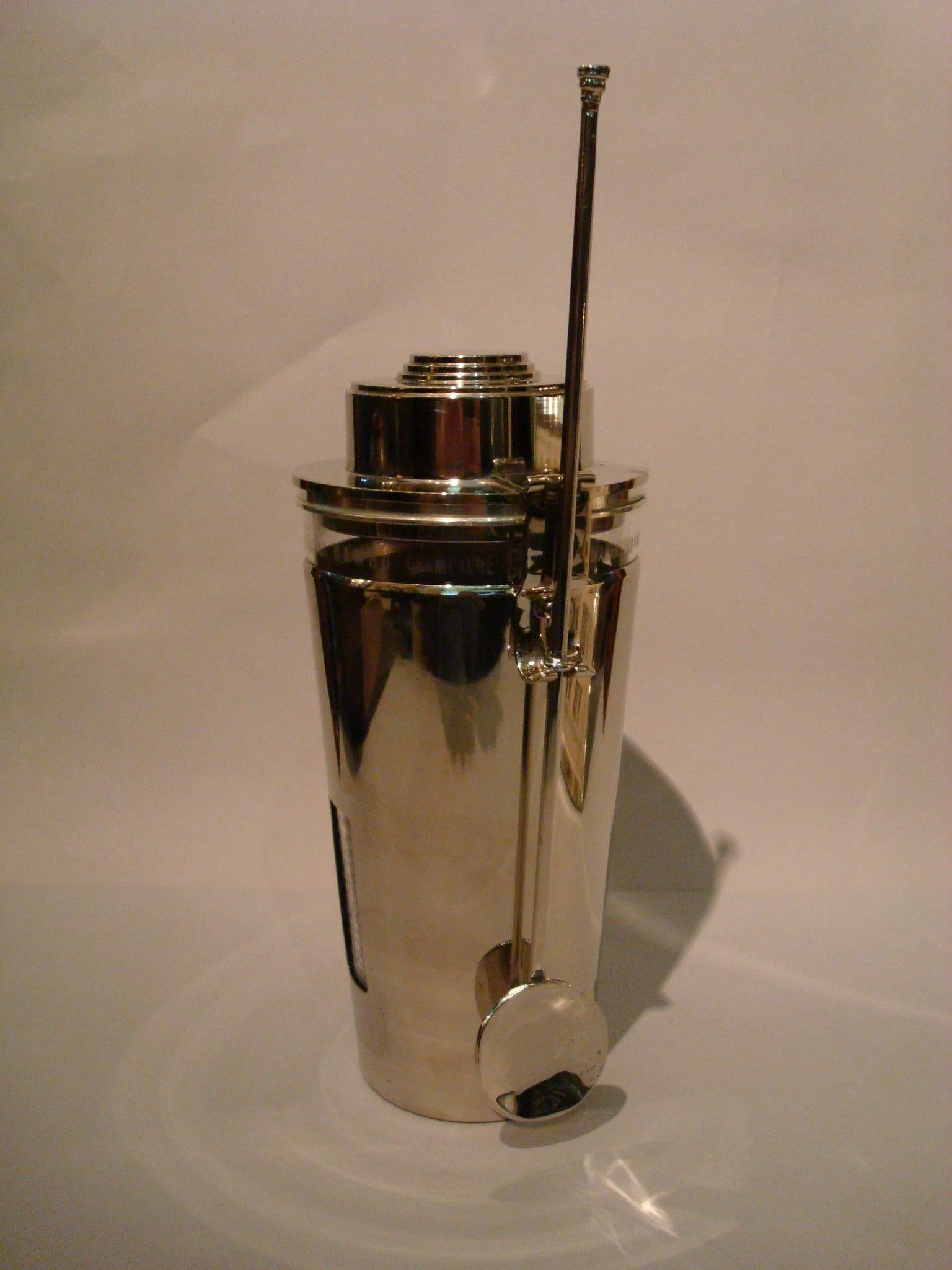 French Art Deco Spanish Writing Cocktail Shaker “the Barman“, France, 1920s
