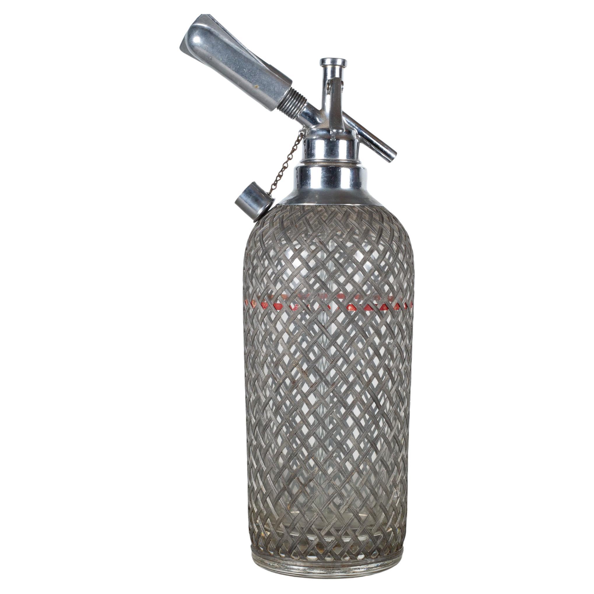 Art Deco Sparklets Wire Mesh Seltzer Bottles c.1930  (LIVRAISON GRATUITE) en vente