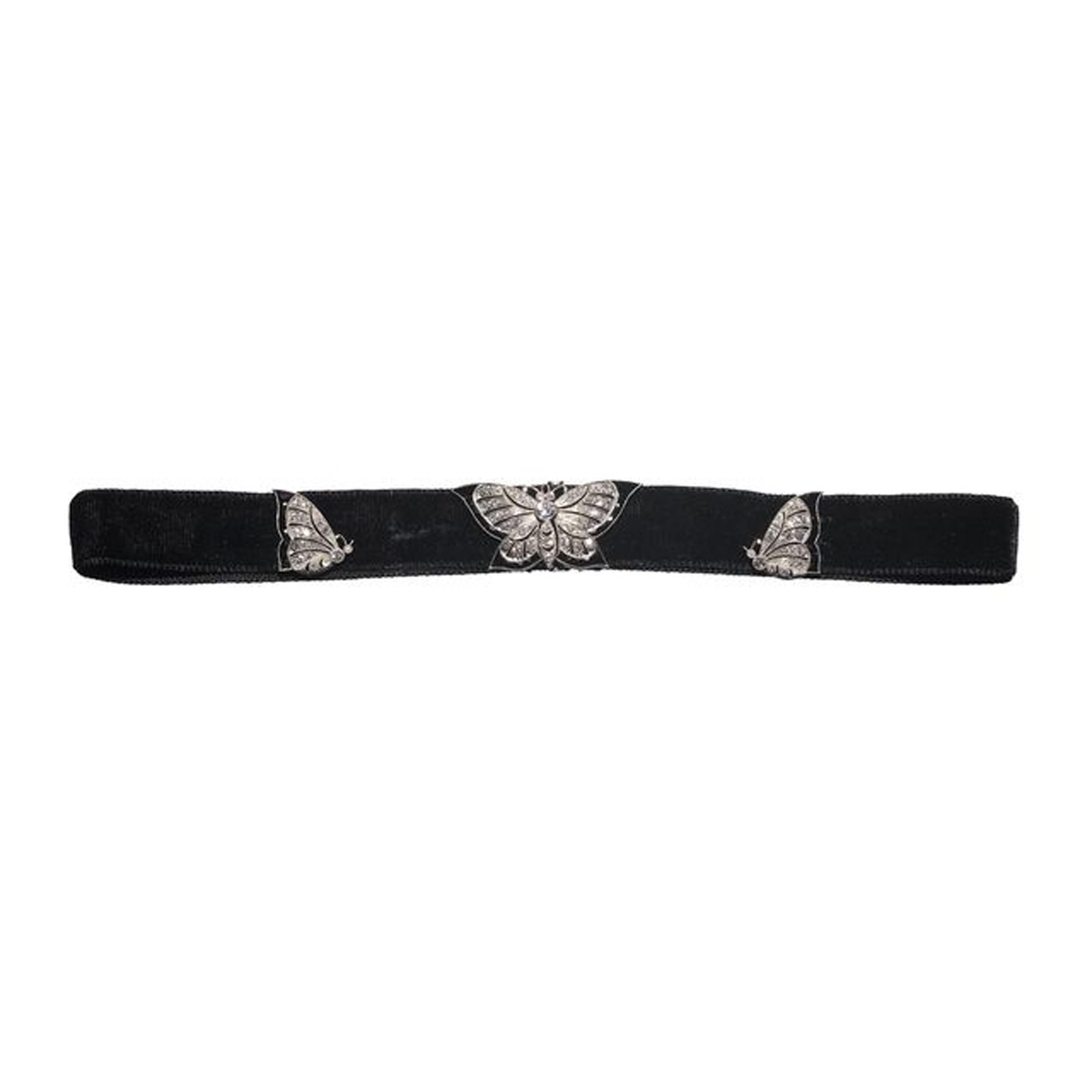 Art Deco Spaulding & Co. Diamond Black Onyx and Platinum Butterfly Choker, C1925 For Sale 1