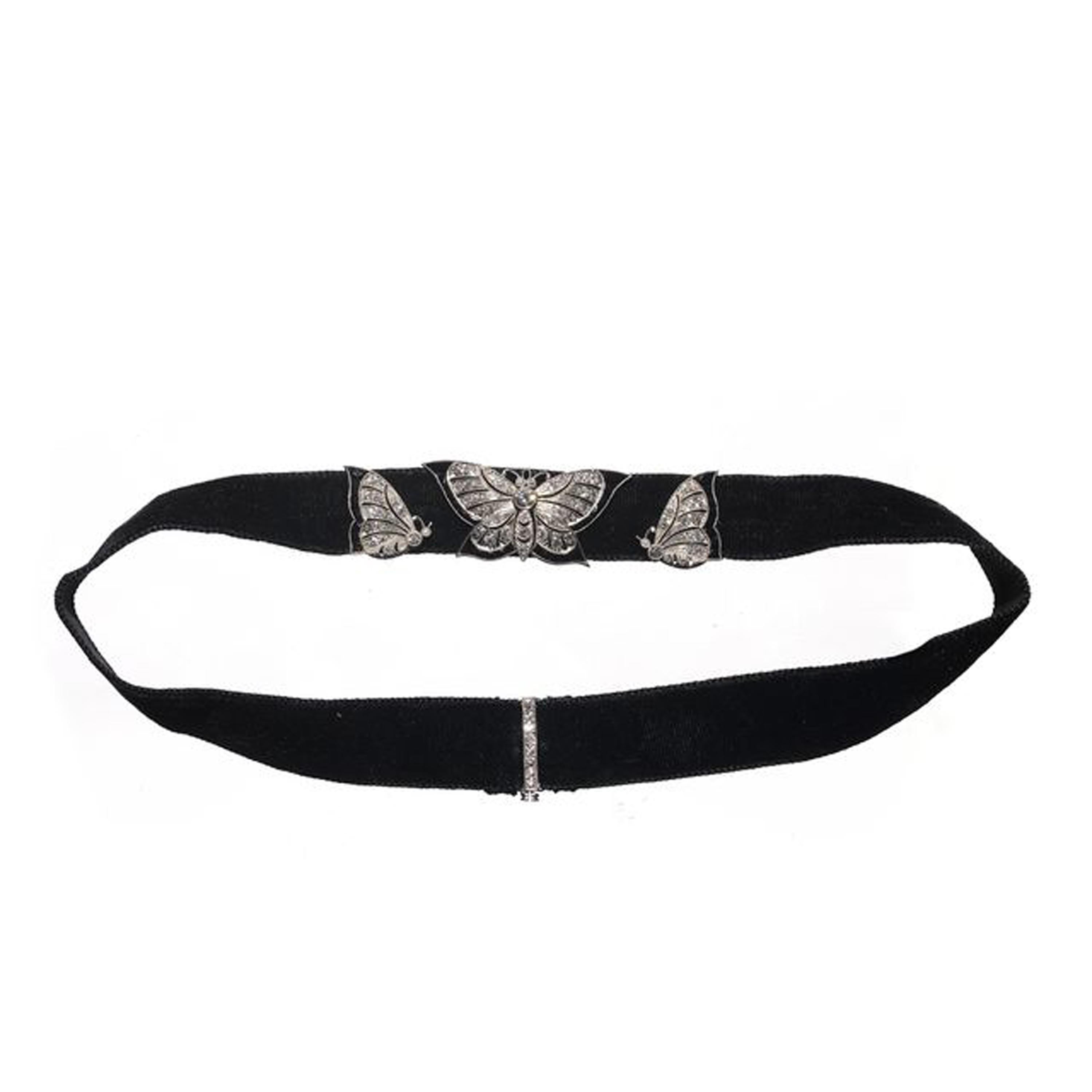 Art Deco Spaulding & Co. Diamond Black Onyx and Platinum Butterfly Choker, C1925 For Sale 4