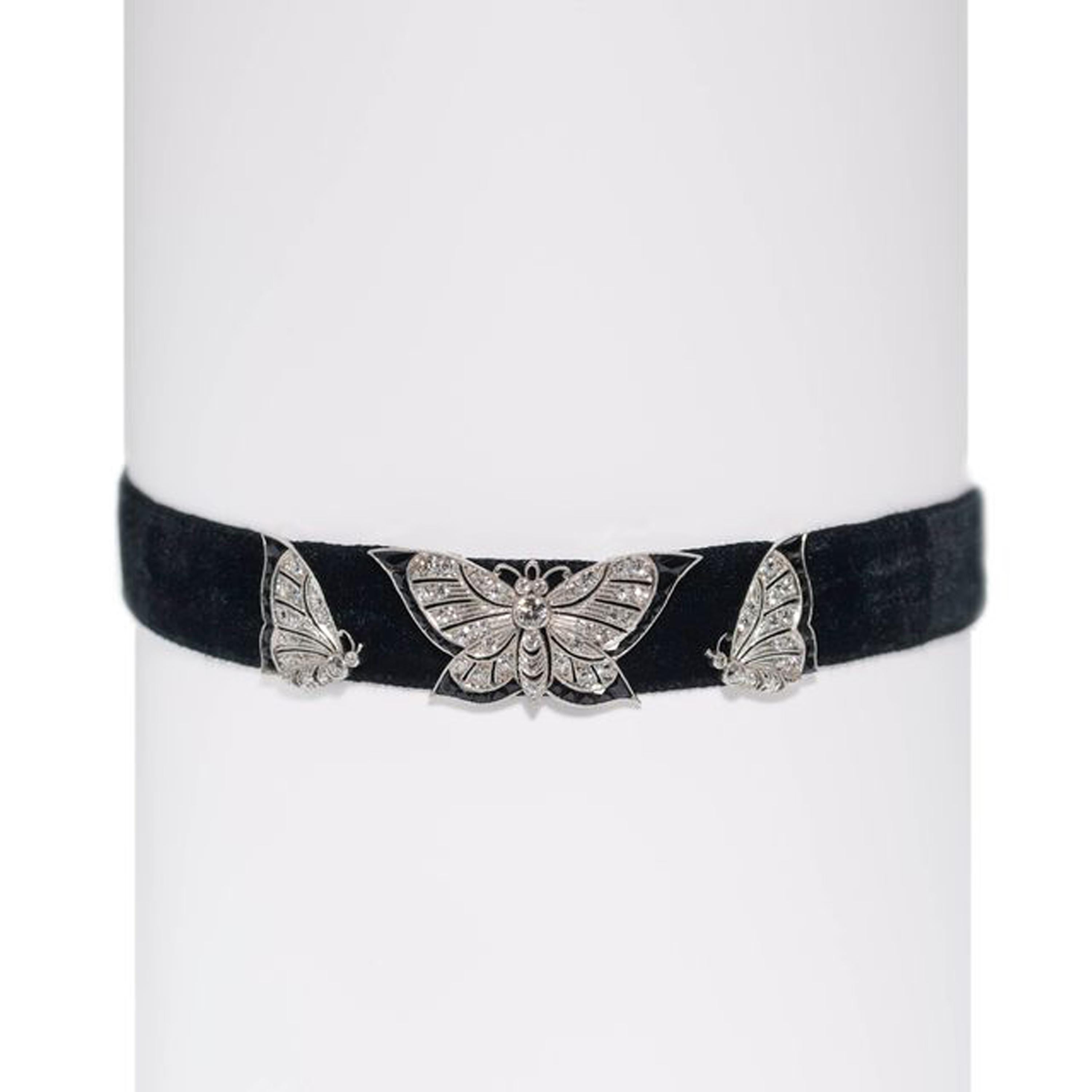 Art Deco Spaulding & Co. Diamond Black Onyx and Platinum Butterfly Choker, C1925 For Sale 2