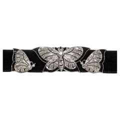 Art déco Spaulding And Co. Tour de cou papillon en diamant, onyx noir et platine, C1925