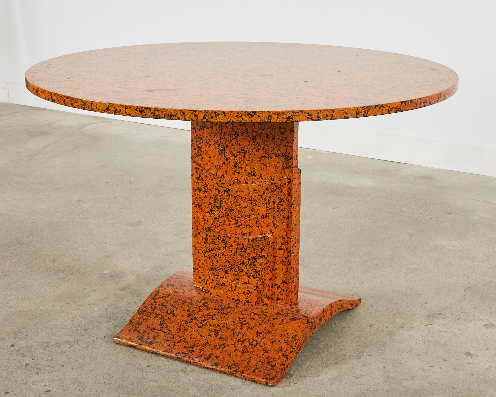 Art Deco Speckled Center Table by Artist Ira Yeager In Distressed Condition For Sale In Rio Vista, CA
