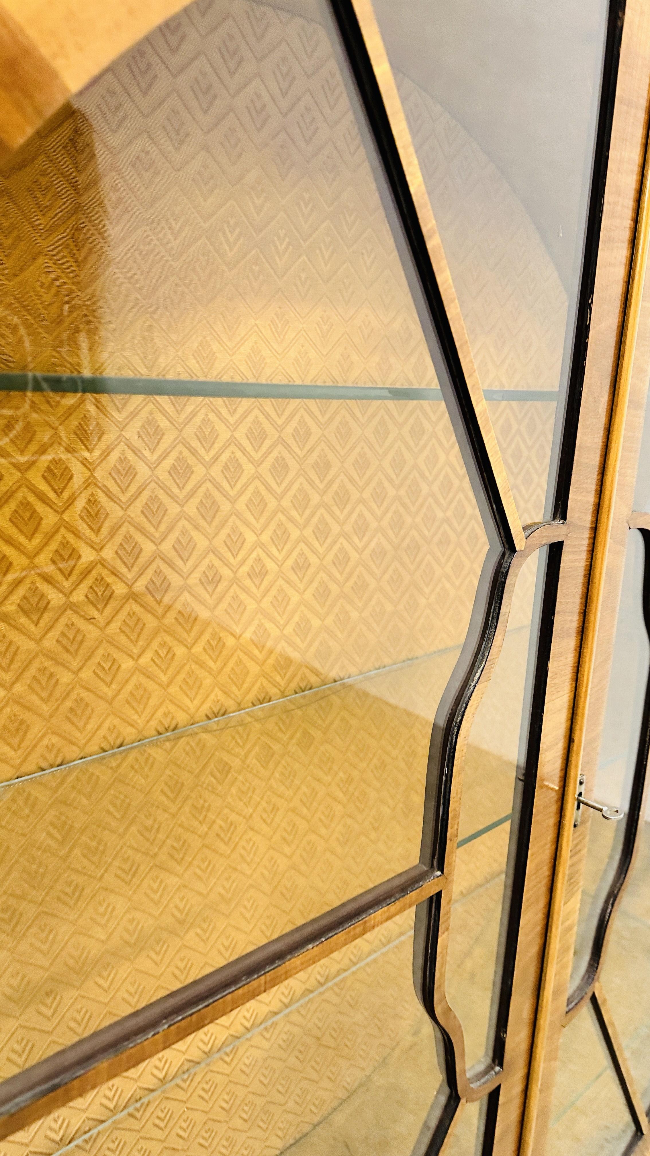 Glass Art Deco Spectacular Circular Walnut  Display Vitrine Cabinet, English, c1930s For Sale