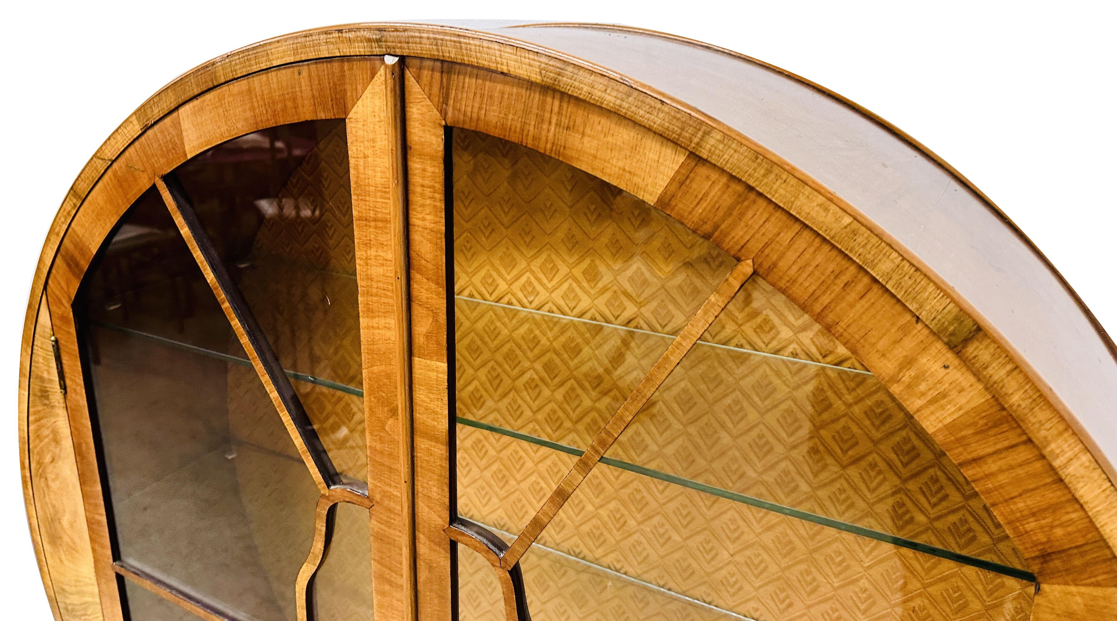 Art Deco Spectacular Circular Walnut  Display Vitrine Cabinet, English, c1930s For Sale 4