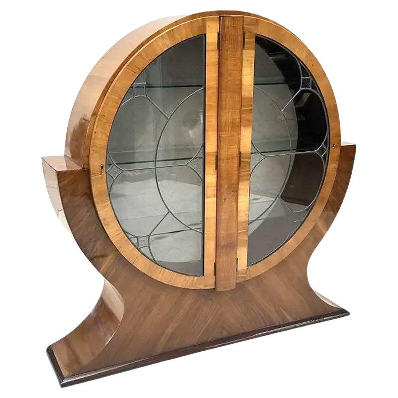 Spettacolare vetrinetta a forma di chiodo di garofano in stile Art Déco, inglese, 1930 ca.