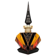 Art Deco Spectacular Glass Perfume Bottle By Karl Palda, 1930's
