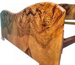 Art Deco Spectacular Heavily Figured Walnut Double Bed, England, c1930