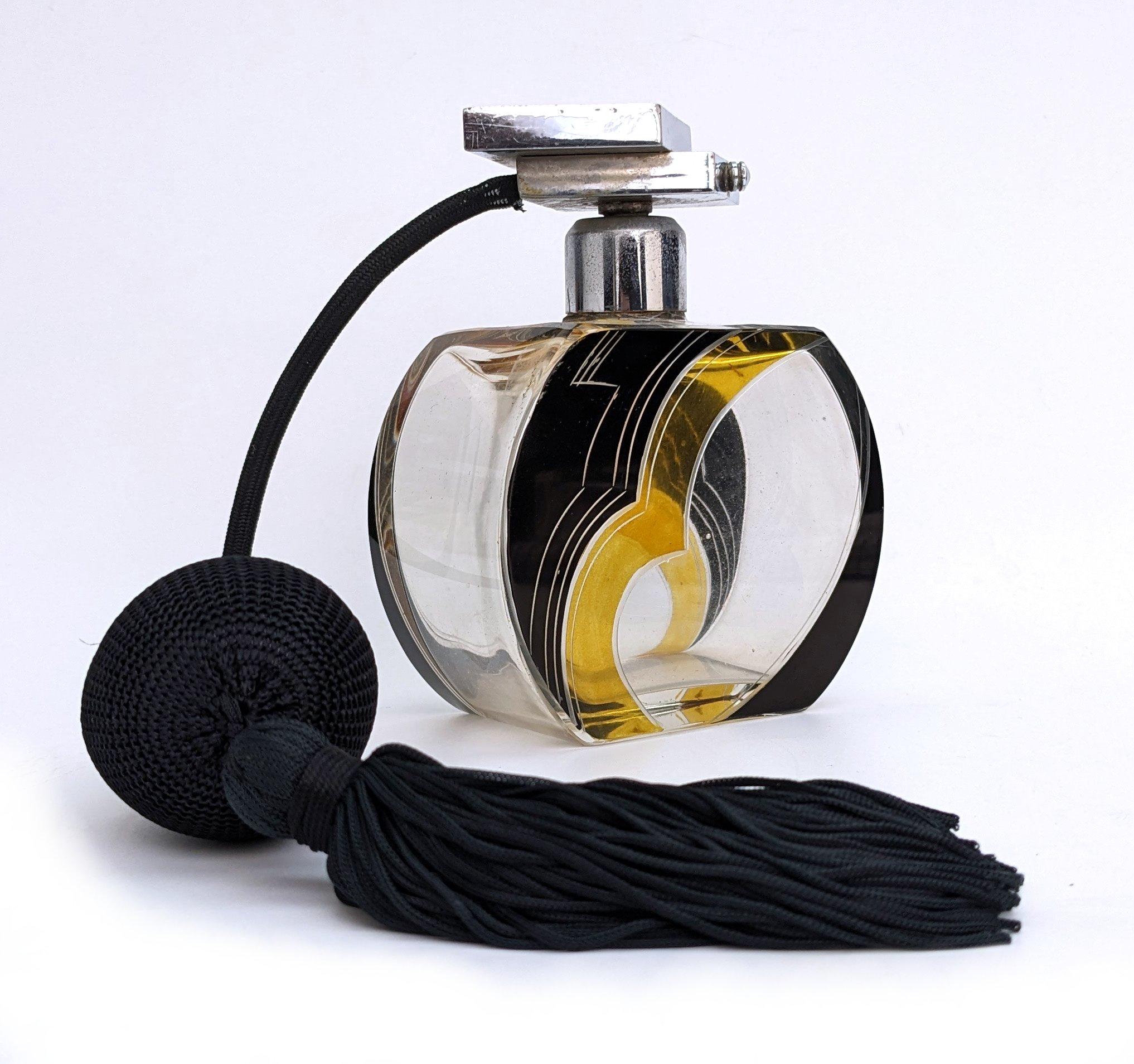 Art Decó Espectacular Botella Rara de Cristal de Perfume Atomizador para Señoras, c 1930 en venta 1