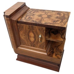 Art Deco Spectacular Single Walnut Italian Bedside Cabinet Table, c1930