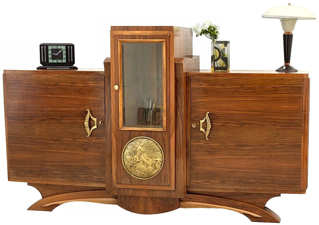 Art Deco Spectacular Walnut Sideboard, French, c1930 For Sale 12