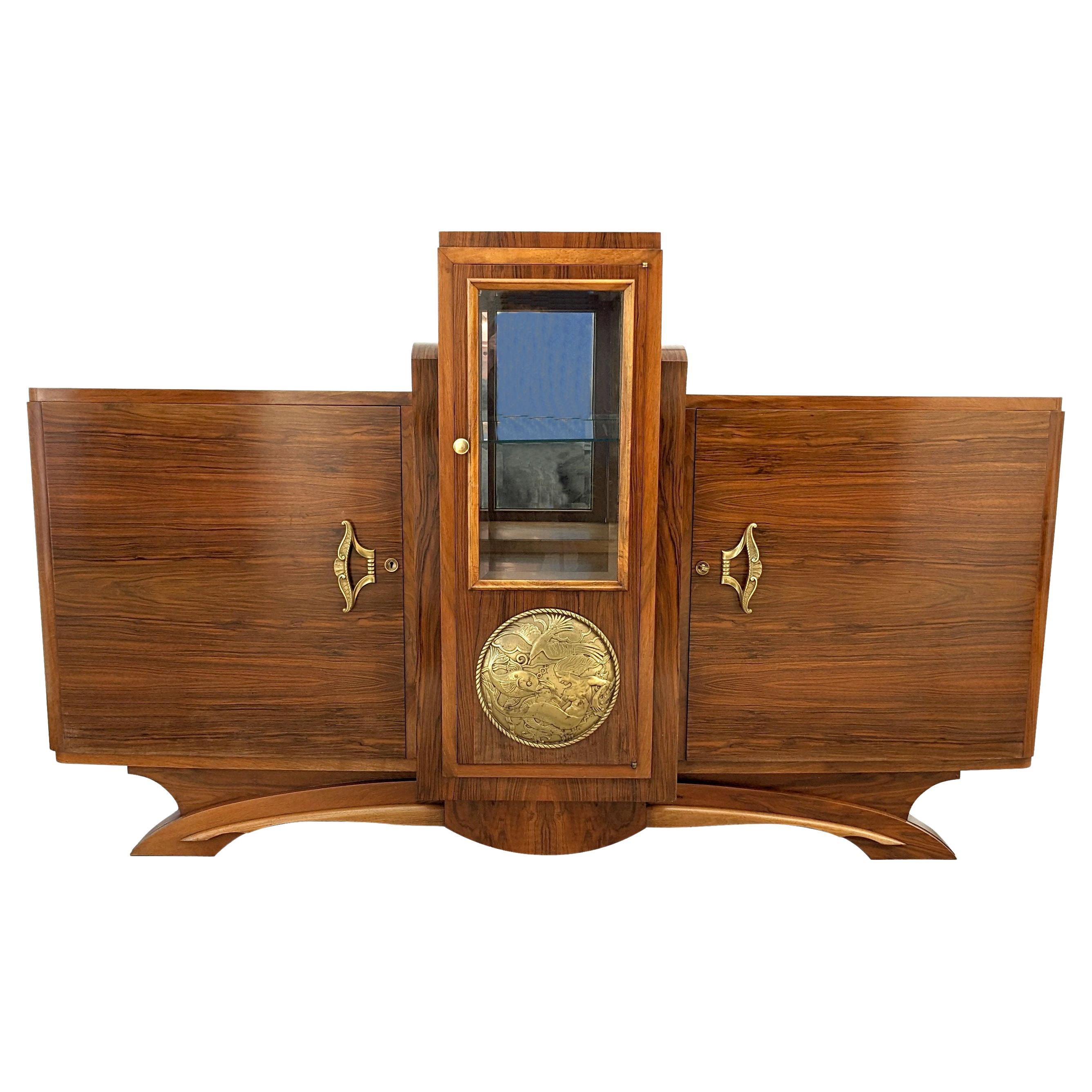 Art Deco Spectacular Walnut Sideboard, French, c1930